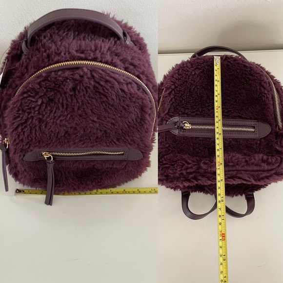 Express Teddy Fabric Plush Zip Up Purple Backpack with Adjustable Straps NWT - Picture 8 of 14